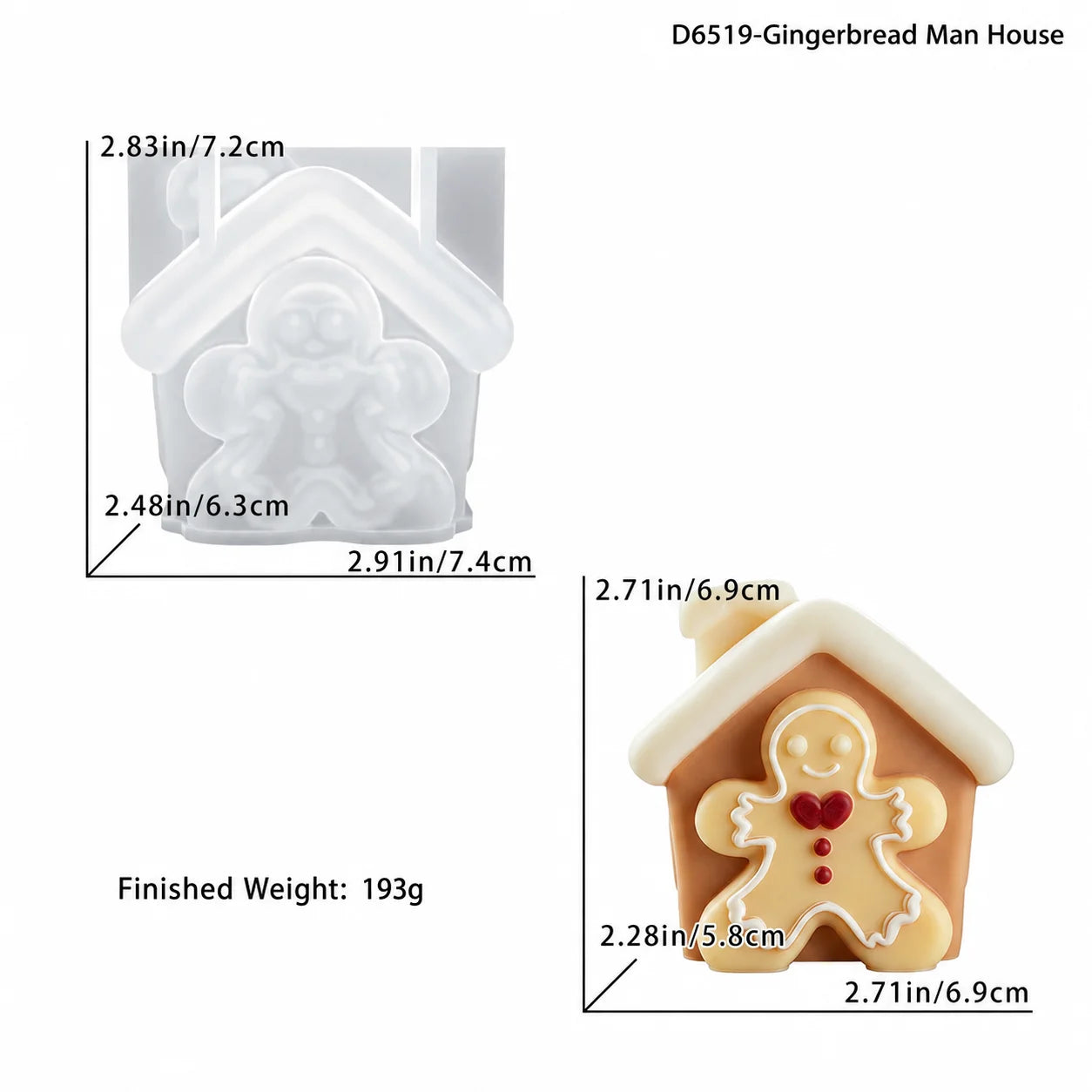 3d Gingerbread House Mold Gingerbread Shaped Silicone Candle Mold Christmas Decoration Mold Flexible For Holiday Decoration Home Oasis Select White