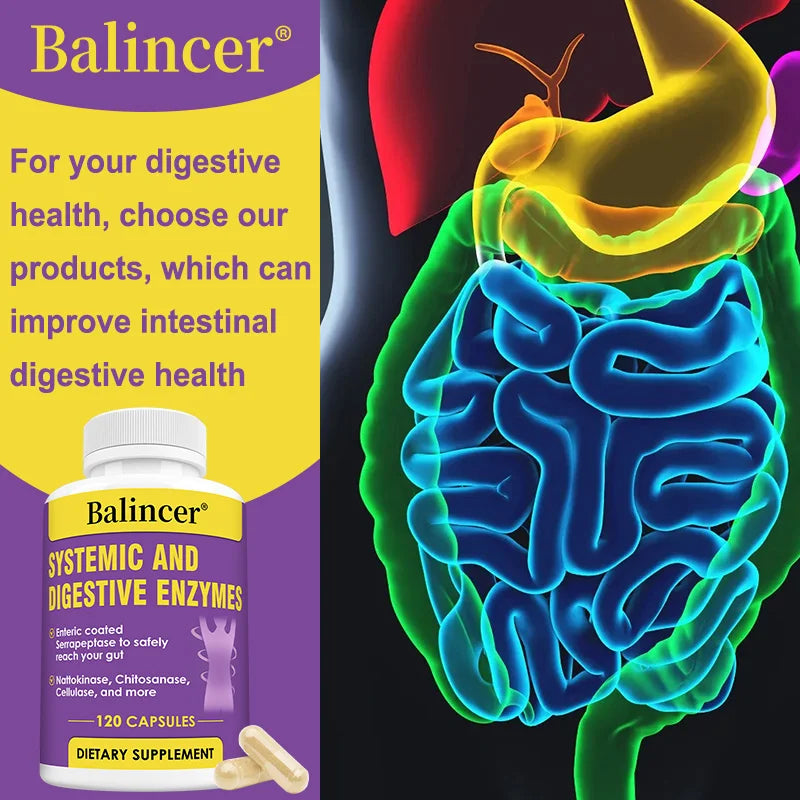 Balincer Systemic Digestive Enzymes – 120 Capsules | Gut Health Digestive Enzyme Supplement Oasis Select