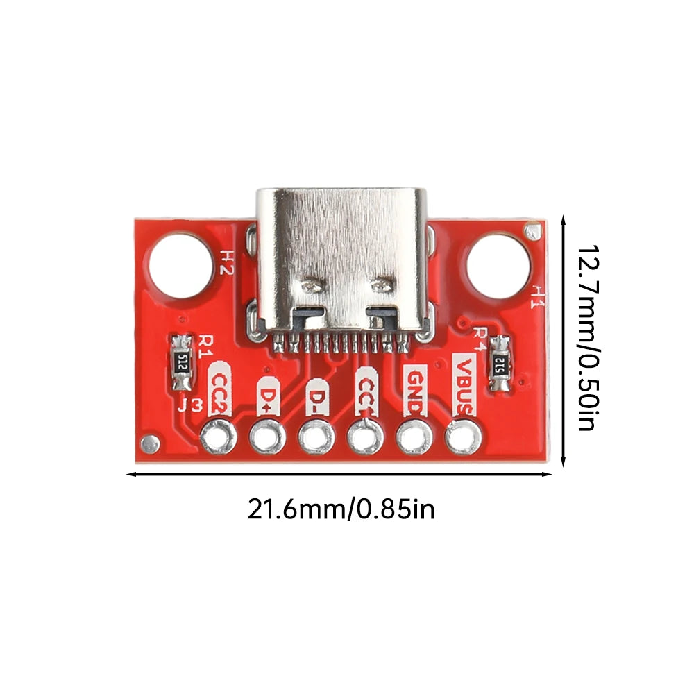 1-5PCS USB Type C Connector Board 3.1 Serial Basic Breakout Female Connector Breakout Board Red Adapter Board Oasis Select