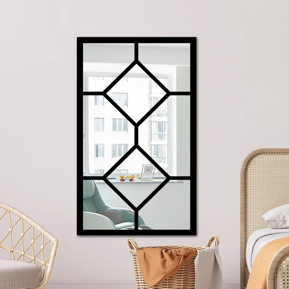 Wood and Acrylic Mirror Paste False Window Living Room Bedroom Study Decorative Wall Paste wall decor Oasis Select MZ427-C 82.6cm x 50.8cm