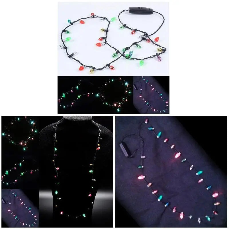 LED Flashing Christmas Light Necklace | 8 Bulbs, 3 Modes