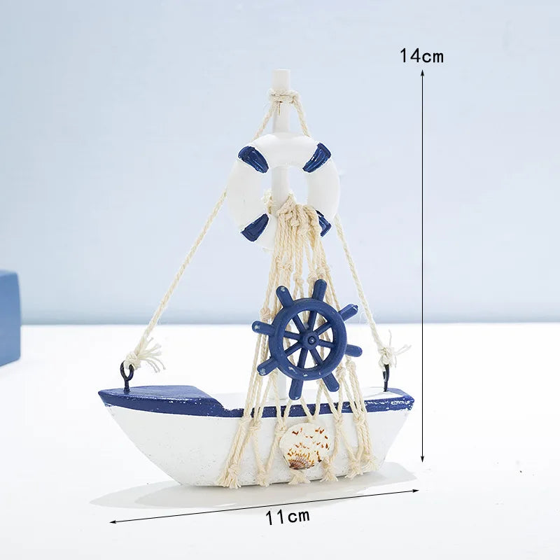 Mediterranean-style Sailboat Ornaments, Home Decoration Items, Fashionable and Creative Wooden Boat Models, and Craft Gifts Oasis Select Swimming ring