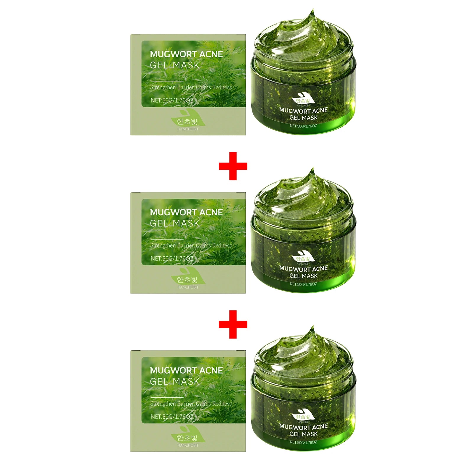Mugwort Acne Gel Mask Anti Acne Redness Relief Gentle Exfoliation Oil Control Cleansing Pores Improve Dullness Skin Care Oasis Select 3pcs