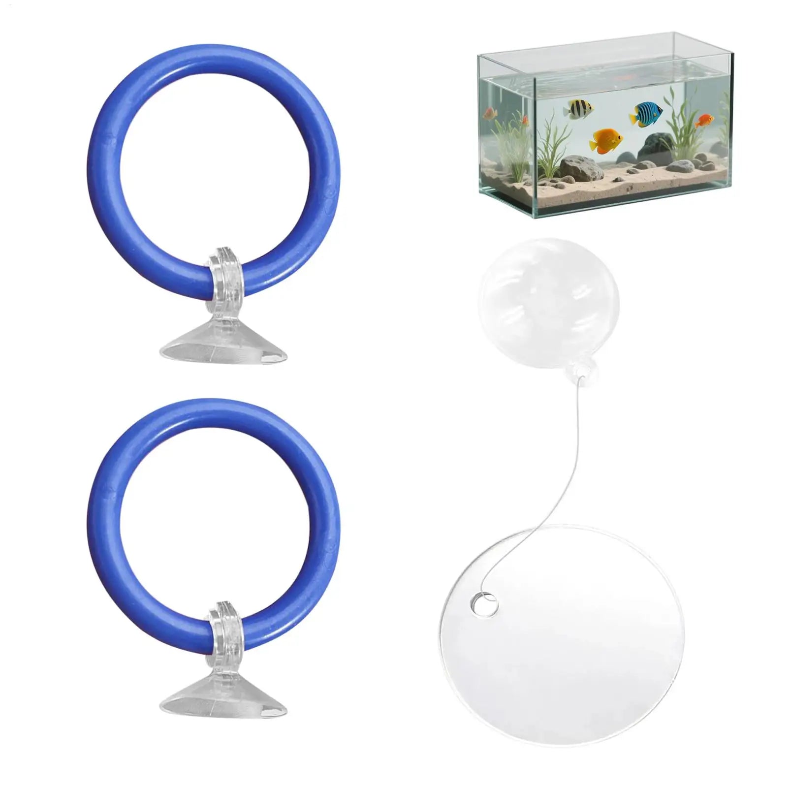 2Pcs Fish Training Ring Suction Cup Fish Tank Feeding Ring Fish Tail Toy Betta Training Circle Fish Tank Decorative Enrichment Oasis Select