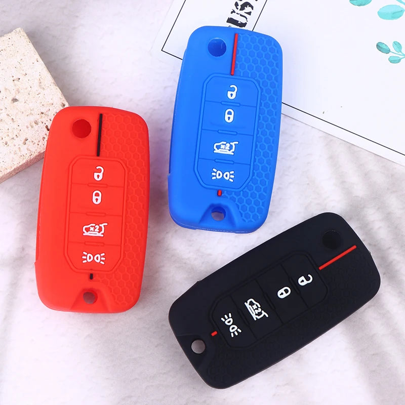 Silicone Key Shell Cover for Jeep Cherokee, Compass S, Renegade, Grand Commander, and ForJcuv Charger Oasis Select