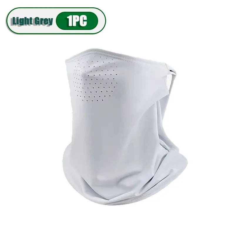 Summer Sunscreen Ice Silk Mask Neck UV Protection Face Cover Sunscreen Face with Brim Outdoor Cycling Sun Protection Hats Caps Oasis Select White-1PC