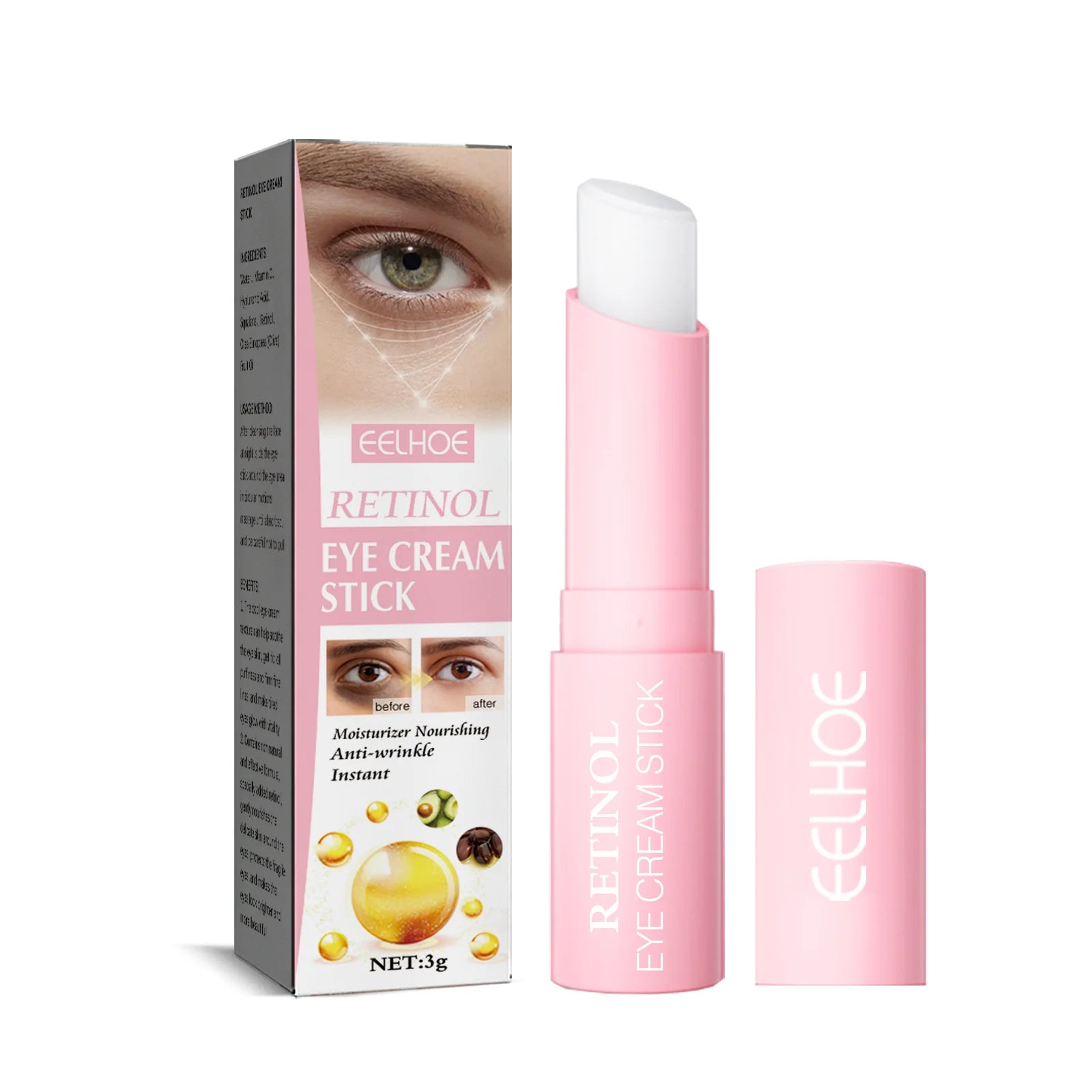 Retinol Eye Cream Stick Lifting Fade Fine Line Remove Dark Circles Eye Bags Anti Puffiness Moisturizing Smoothing Eye Skin Care Oasis Select