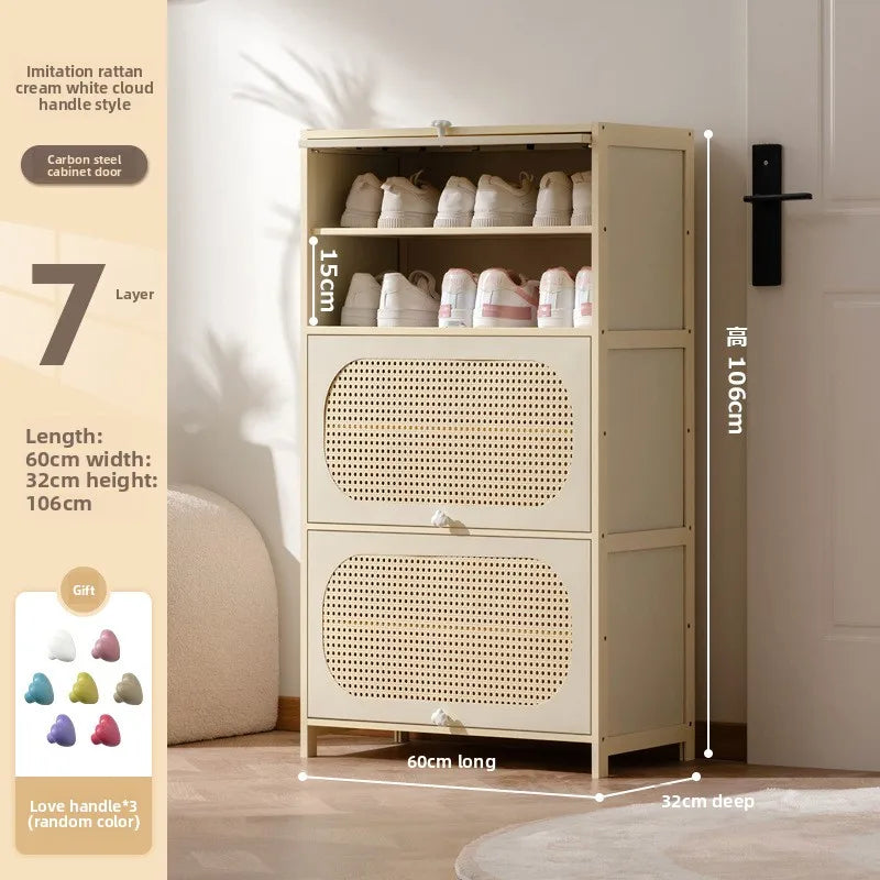Multi-layer locker at the entrance of the home, large-capacity storage cabinet, dust-proof shoe rack, small narrow bamboo. Oasis Select 7-60