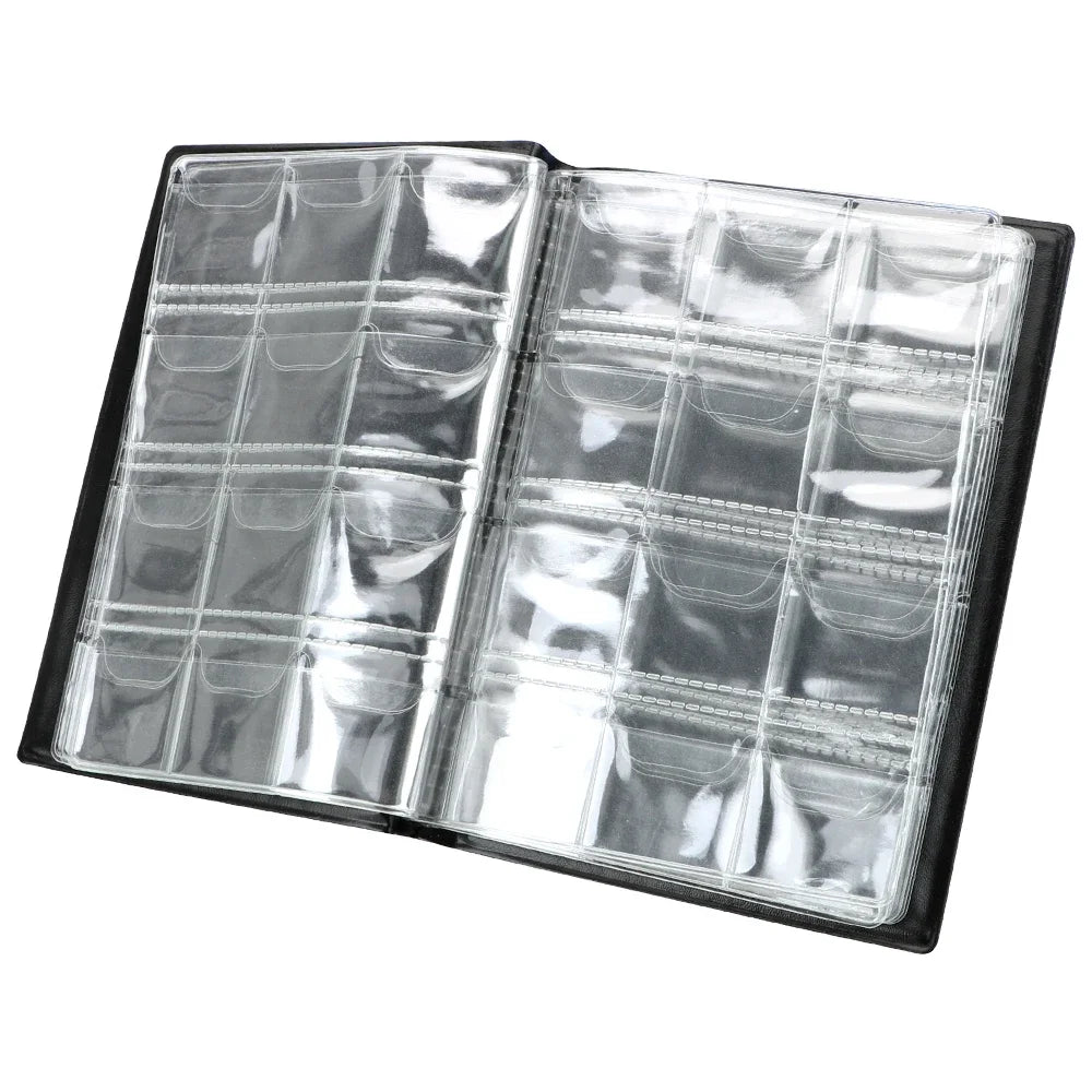 HWZXYXGS 120/60 Pockets Artificial PU Leather Coins Collection Album Book Collecting Money Organizer Storage Bags PVC Film Oasis Select