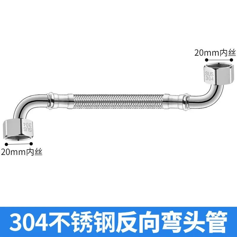 New 1pcs 20-200cm Stainless Steel Braided Flexible Hose Household Water Heater Toilet 90° Bend Pipe Elbow Water Inlet Pipe Oasis Select B 40cm