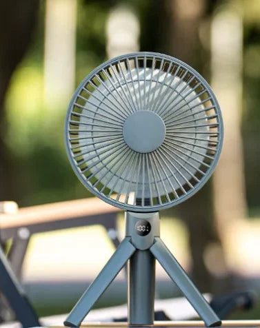 USB Rechargeable Foldable Camping Fan – Digital Display Tripod