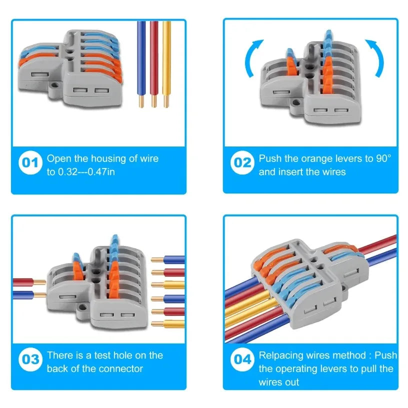Quick Wire Connectors Universal Compact Splicing Wiring Cable Connection 0.08-4.0mm2 Push-in Conductor Terminal Oasis Select