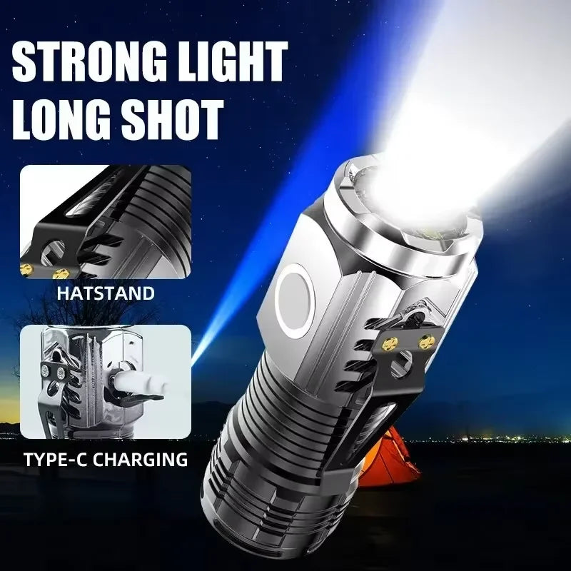 Rechargeable Portable Outdoor Lighting Three-Eyed Monster Mini Flash Super Power Flashlight Long-Range Powerful Flash Lights Oasis Select