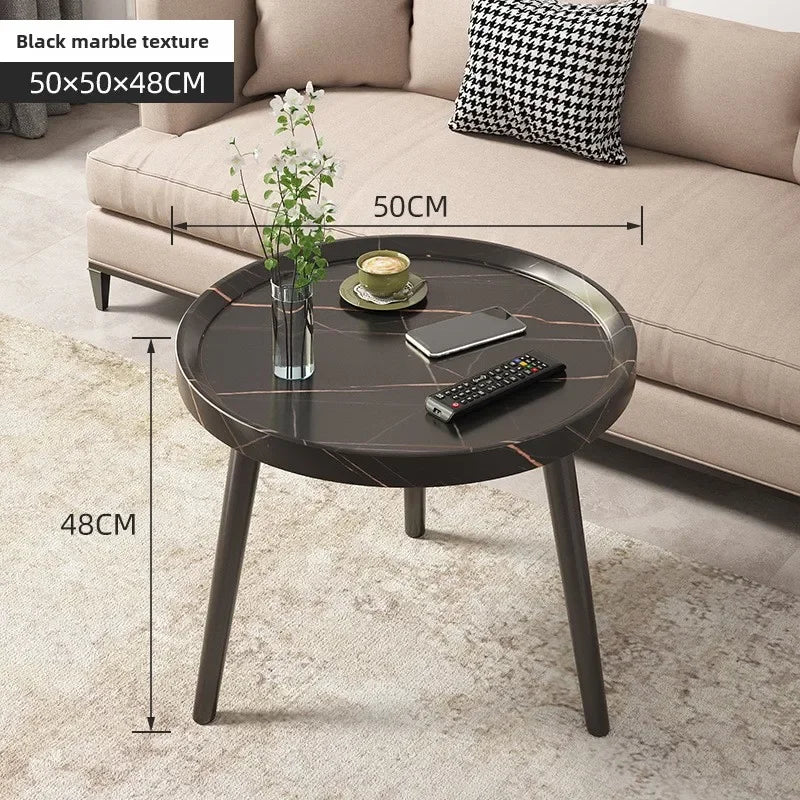 Multi-functional Coffee table balcony round living room double edge few bedside small round table Oasis Select Black 50-1