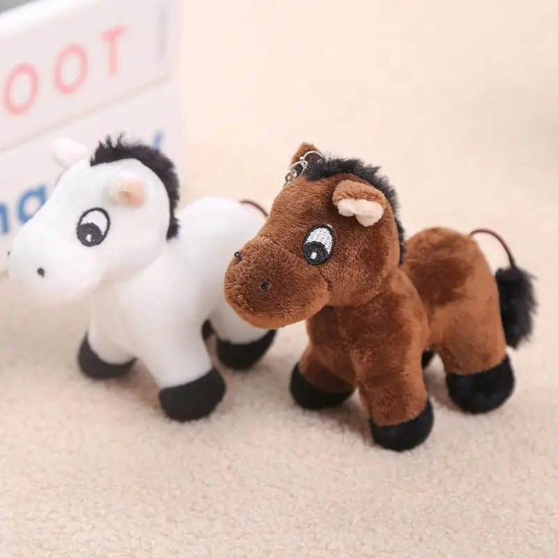 1Pcs Cartoon Pony Pendant Stuffed Animal Horse Plush Toy Key Ring Backpack Ornaments Hanging Decoration Oasis Select