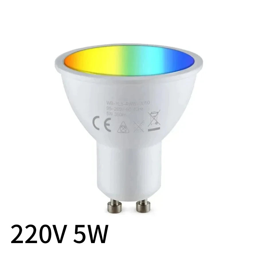 Tuya WiFi Smart GU10 LED Bulb RGBCW – Alexa & Google Home Smart LED Bulb Oasis Select 220V 5W Yes