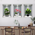 3D effect potted triptych posters hallway staircase decorative painting hotel restaurant wall plant stickers Oasis Select 8 40cm x 60cm