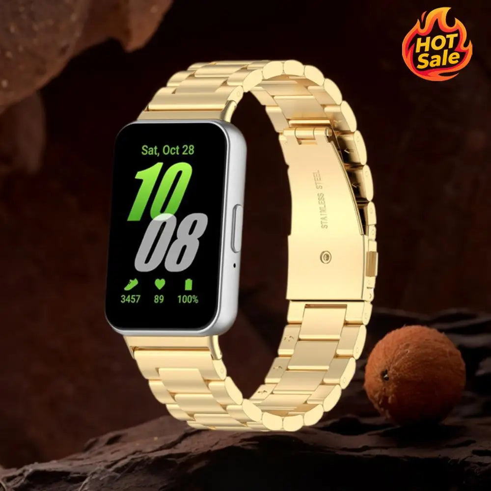 Stainless Steel Metal Strap Adjustable Replacement Watch Band Quick Release Watch Strap for Samsung Galaxy Fit 3 SM-R390 Strap Oasis Select