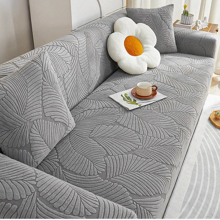 New One-piece Jacquard Velvet Fully Covered Sofa Cover All-season Cat Scratch-resistant Sofa Cover Oasis Select 3 people 190-230cm dark gray