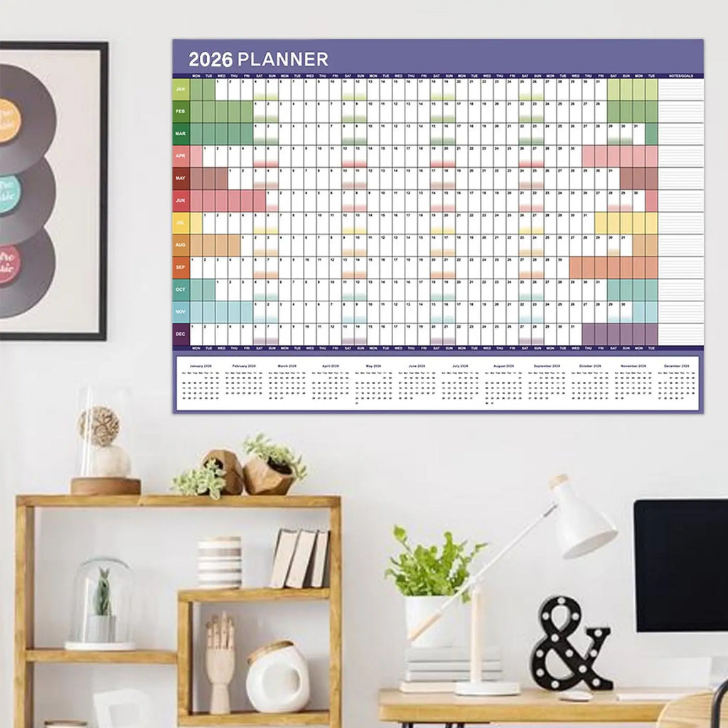 Yearly Calendar 2026 Monthly Wall Planner Reusable Planner Scheduling Organizer for Work Family Kids Dorm Desk Classroom School Oasis Select