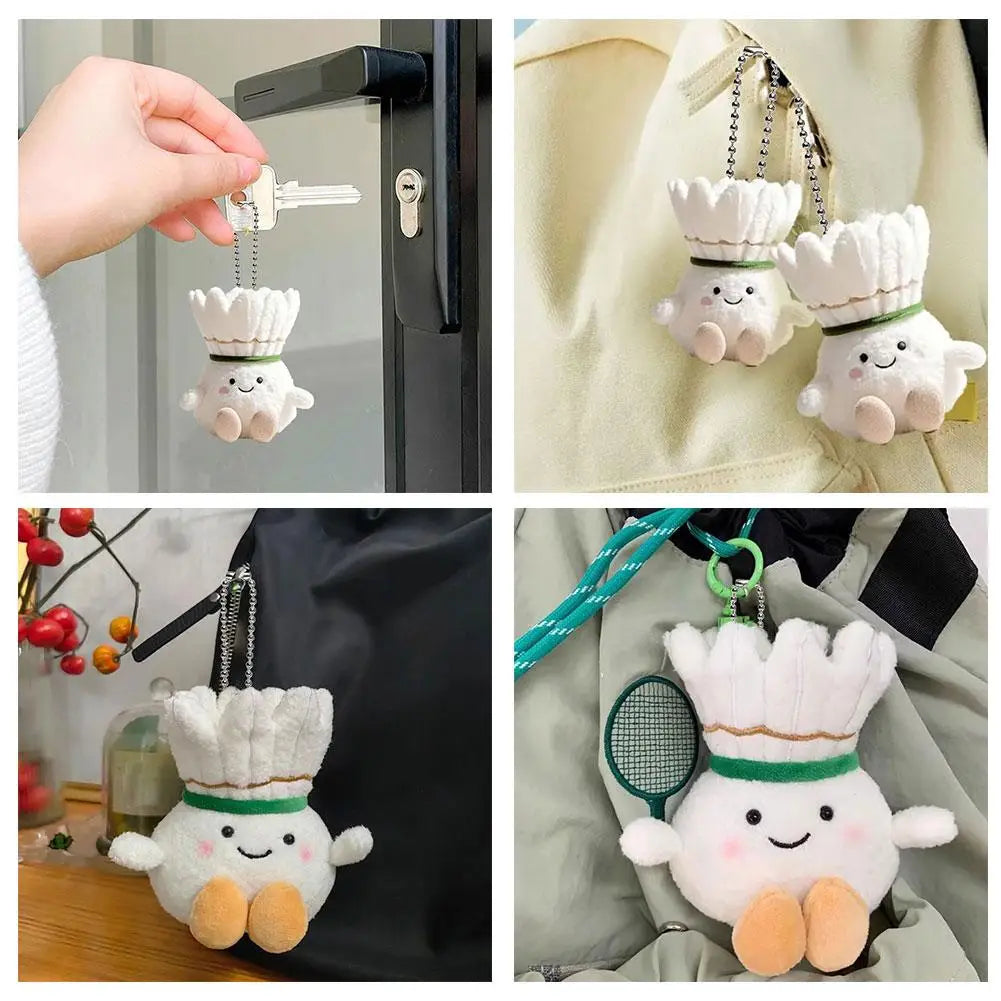 Kawaii Plush Badminton Keychain – Cute Fluffy Bag Charm Gift Plush Keychain Charm Oasis Select