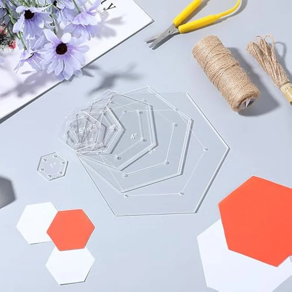 LIKE WISH 6Pcs Hexagon Quilting Template Acrylic Quilting Rulers & Templates,Piecing Sewing Templates Seam Allowance Oasis Select