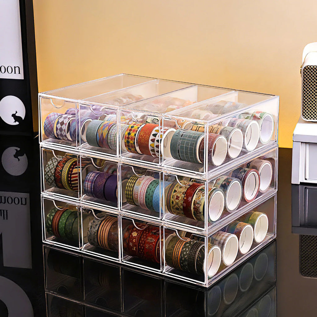 1pc Drawer Style Sticker Hand Account Countertop Storage Box Stackable Stationery Multifunctional Home Office Desk Organizerr Oasis Select