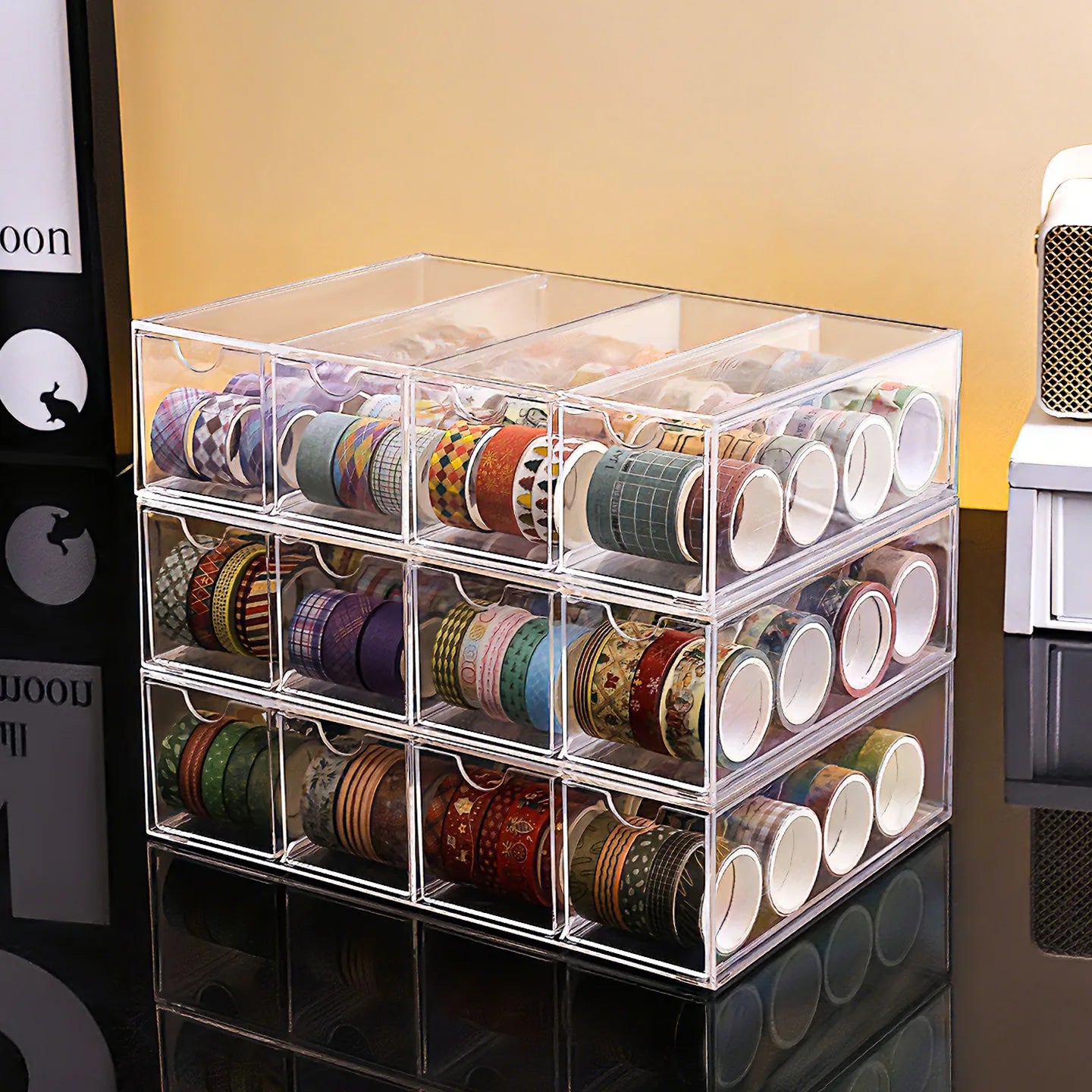 1pc Drawer Style Sticker Hand Account Countertop Storage Box Stackable Stationery Multifunctional Home Office Desk Organizerr Oasis Select
