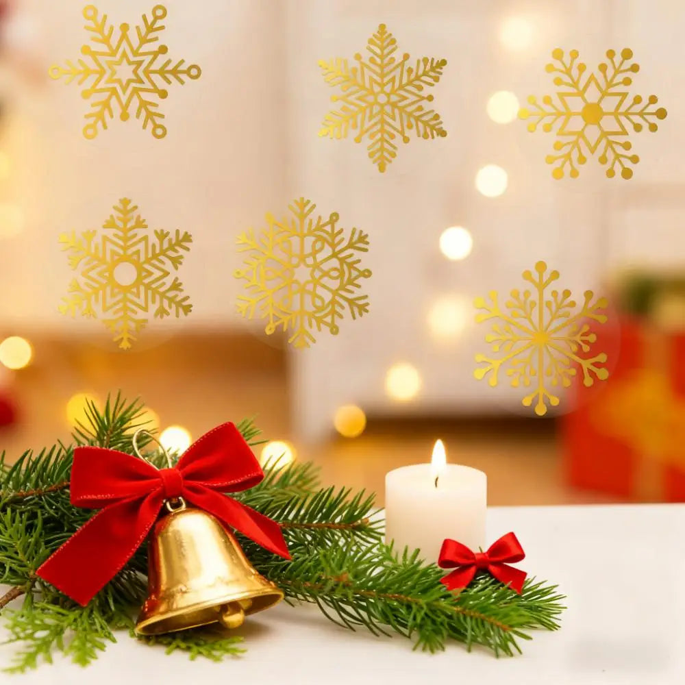 Gold Foil Marry Christmas Stickers Winter Snowflower Xmas Transparent Sealing Label Self Adhesive Presents Cards Logo Tag Paster Oasis Select