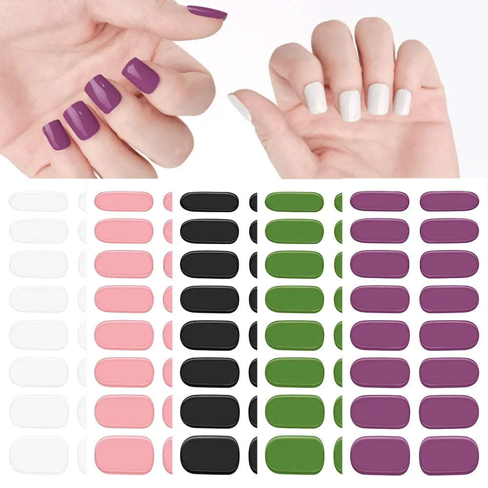2025 Semi-cured Gel Nail Stickers Solid Color Nail Semi-baked Tips Full UV Nail Need Decals Paste Lamp N0R7 Oasis Select