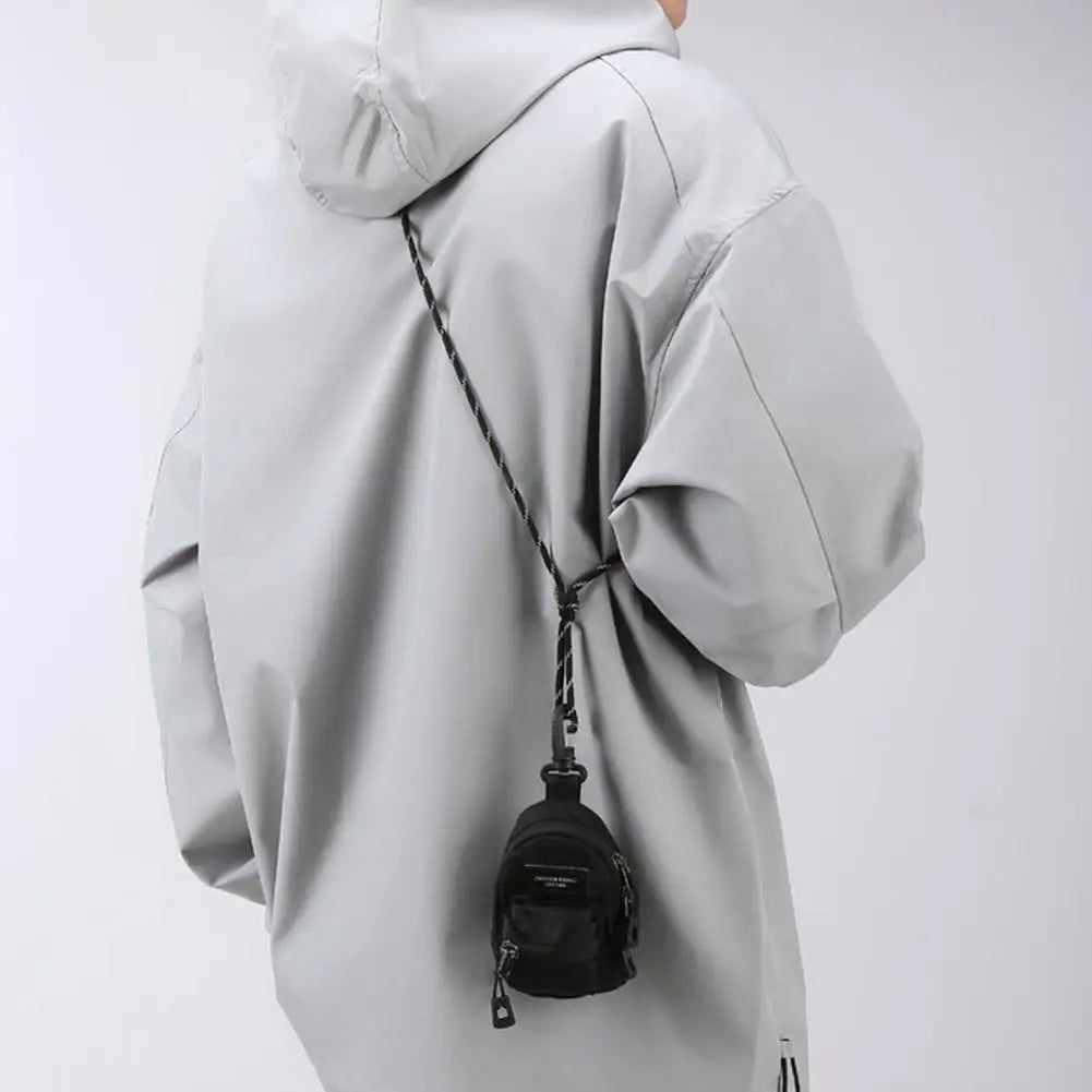 Black Mini Coin Purse Keychain Pendant Fabric Crossbody Bag Lipstick Earbuds Storage Pouch Women Small Bag Oasis Select