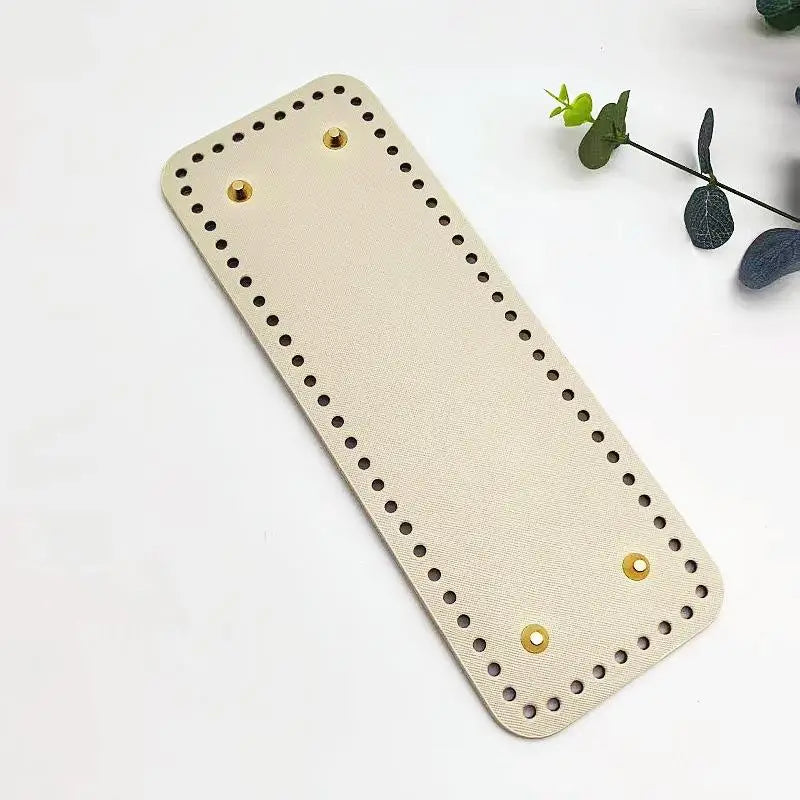 Handmade Rectangular 28 * 10cm Bottom For Knitted Bag PU Leather Pad Handcraft Bag Base With Holes DIY Crochet Bag Bottom Oasis Select Beige
