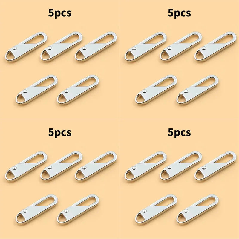5/10/15/20pcs Universal Replacement Zipper Slider Metal Alloy Removal Zipper Puller Luggage Bag Zip Head DIY Craft Sewing Tool Oasis Select 20pcs Silvery