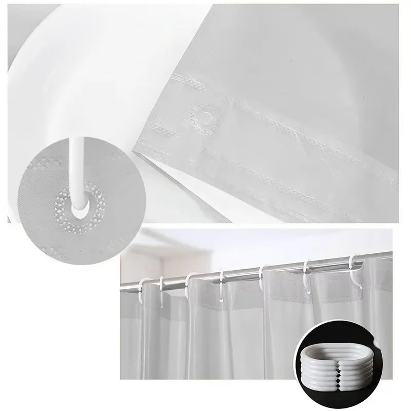 PEVA Waterproof Shower Curtain Mildew Bathroom Solid Curtain Wave Window Tulle Home Luxury with Hooks Heavy S Fold Wavy Shower Oasis Select