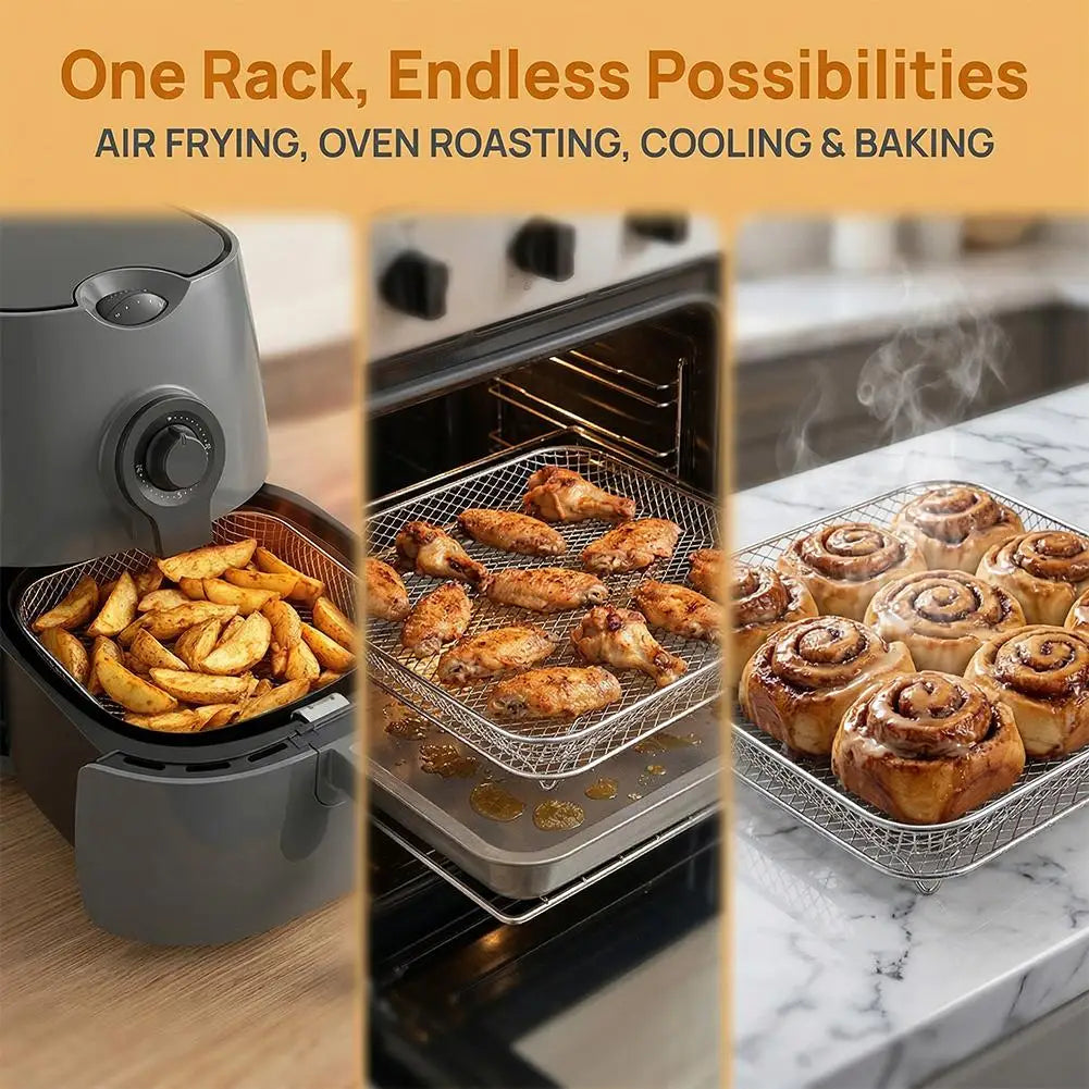 Stainless Steel Air Fryer Stackable Mesh Rack – Oven & Dehydrator