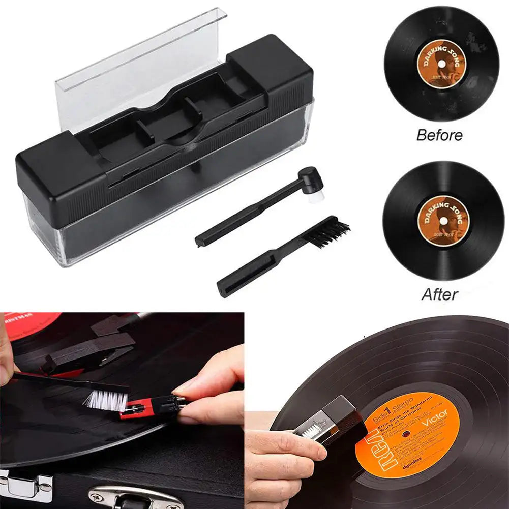 3-Piece Vinyl Record Cleaning Kit – Anti-Static Dust Brush