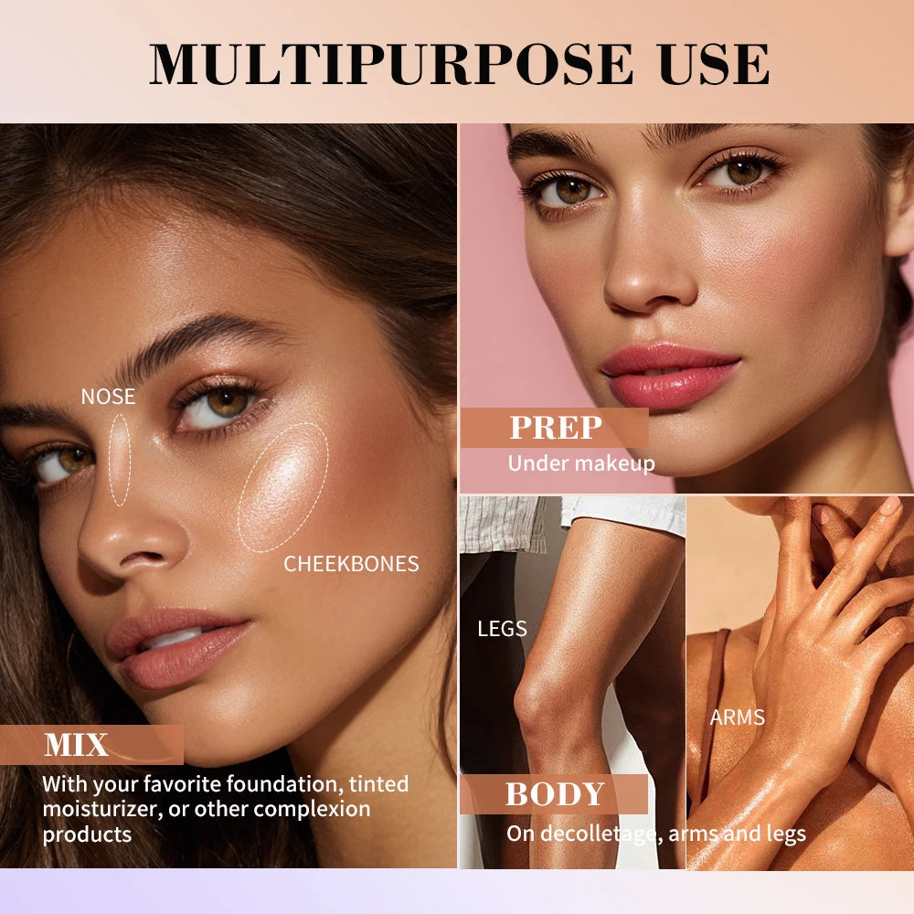 Highlight Foundation Glowy Super Gel Lightweight Dewy Multipurpose Llluminator Primer Moisturizing Nourish Non-Sticky Primer Oasis Select