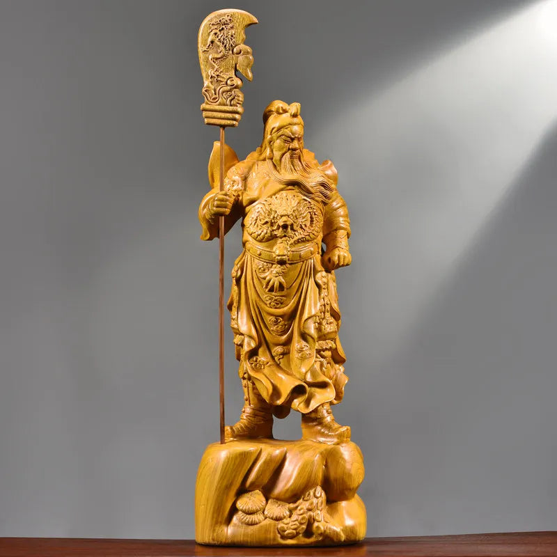 Ebony Wood Carved Guan Gong Statue Home Living Room Entrance Decor Craft Gift Living Room Decoration Oasis Select E 30cm x 11cm x 5cm