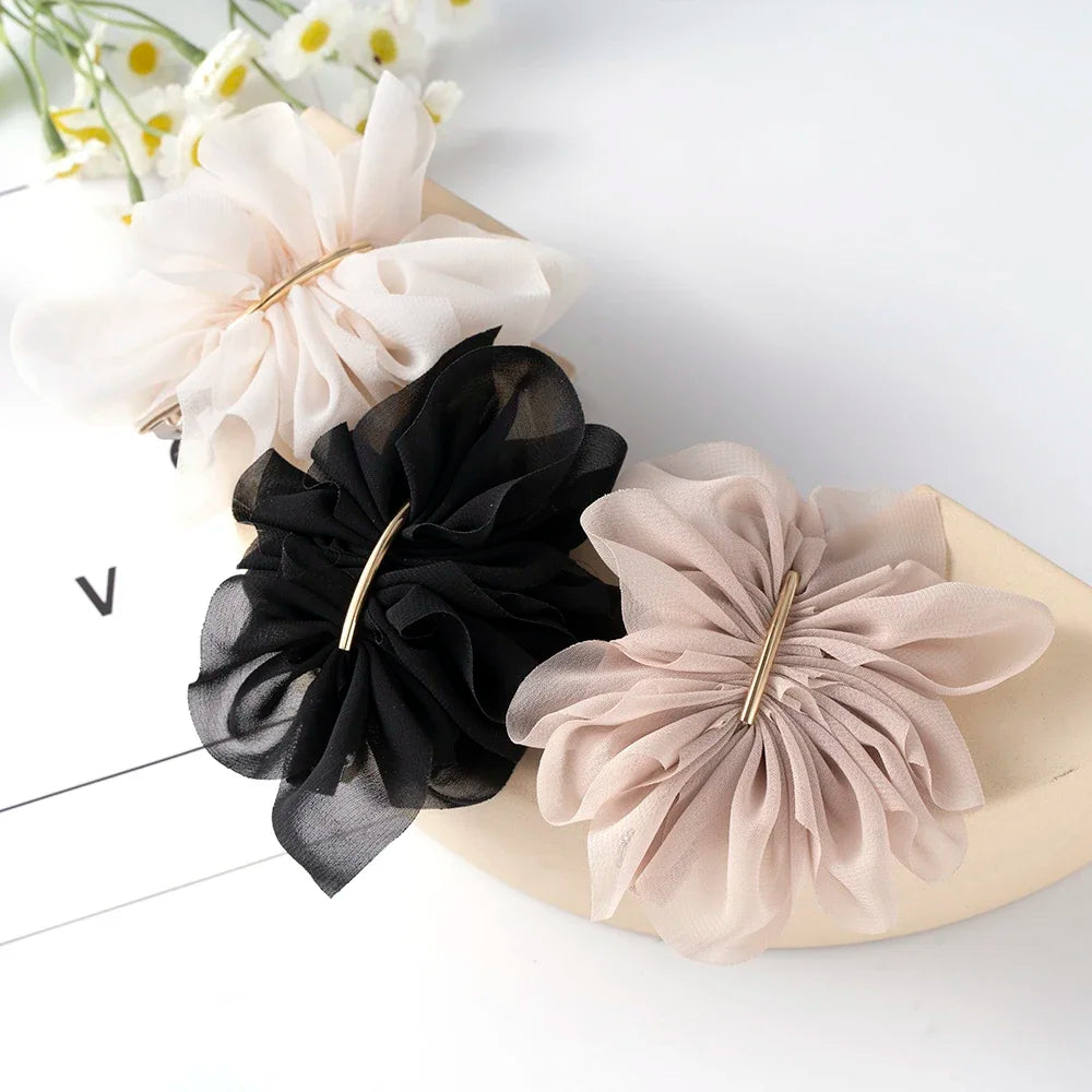Big Spring Hair Claw Clips Women Metal Chiffon Flowers Ponytail Holder Hairpin Barrettes Fashion Girls Hair Accessories Hairgrip Oasis Select
