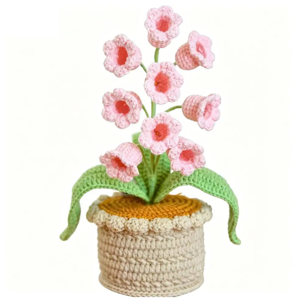 Handmade Crochet Orchid LED Night Light | Flower Pot Desk Lamp
