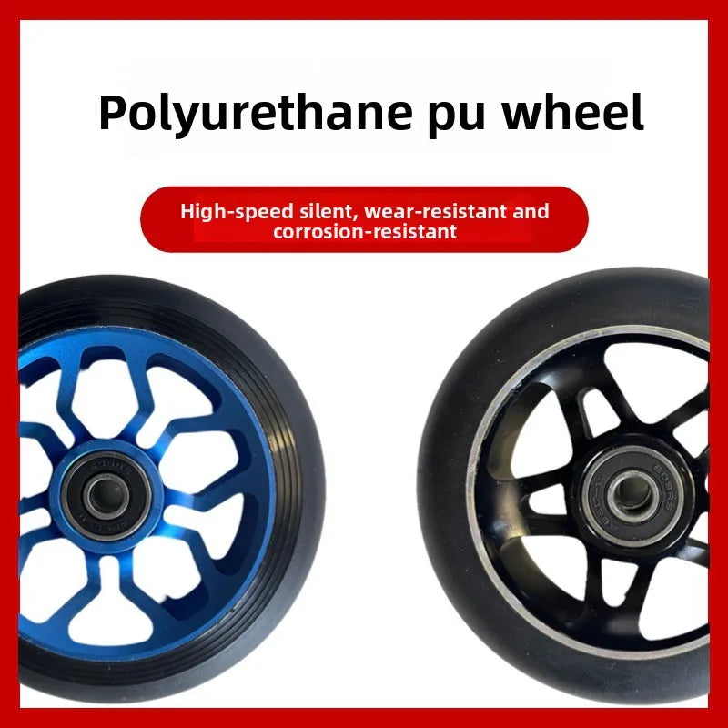 100mm Scooter Wheels Replacement with Bearings Aluminum Wear-Resistant PU Stunt Scooter Parts Kick Scooter Accessories 2pcs/set Oasis Select