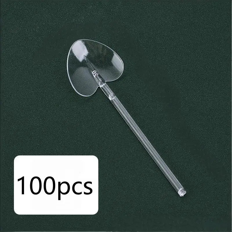 100pcs Heart Shape Disposable Spoons - Colorful Long Handle Dessert Spoons For Ice Cream, Cake, Pastry, Mooncakes | Cute Party Oasis Select A3