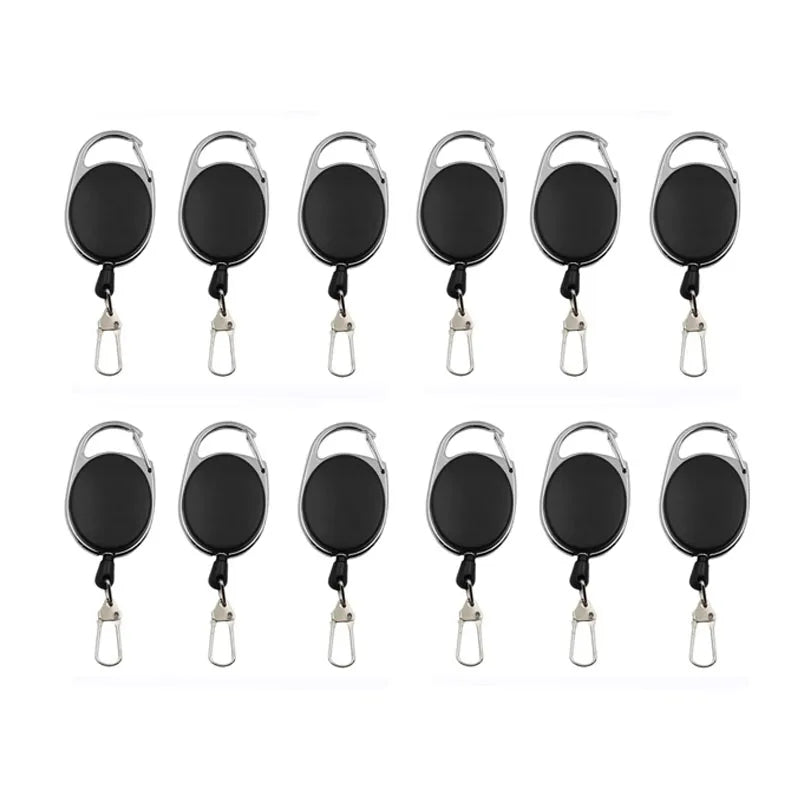3-24pcs Retractable Keychain Badge Scroll ID Badge Holder Card Holder Backpack Lanyard Hiking Buckle Key Ring Retractable Tool Oasis Select 12pcs