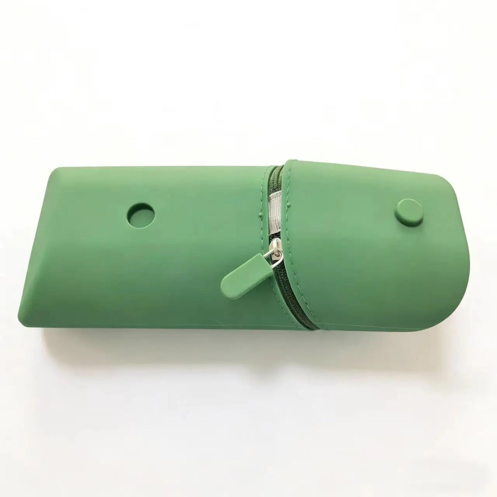 Foldable Silicone Pencil Case Large Capacity Expandable Pen Holder, Portable Desk Stationery Organizer for School Office Home Oasis Select green