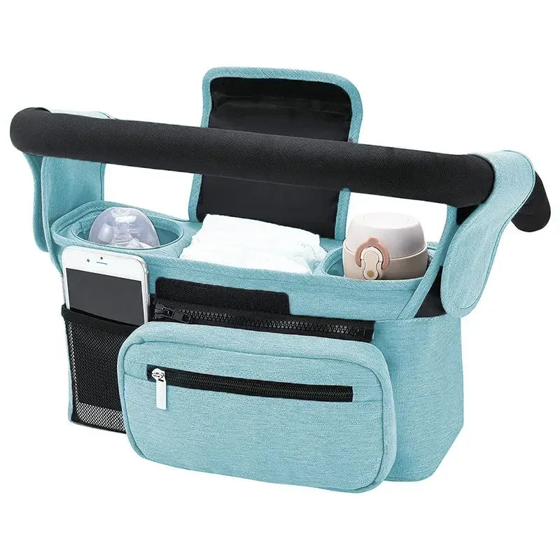 Baby Stroller Storage Large Capacity Travel Hanging Bag Mummy Bag Phone Bottle Holder Pram Diaper Bags Baby Stroller Accessories Oasis Select Blue