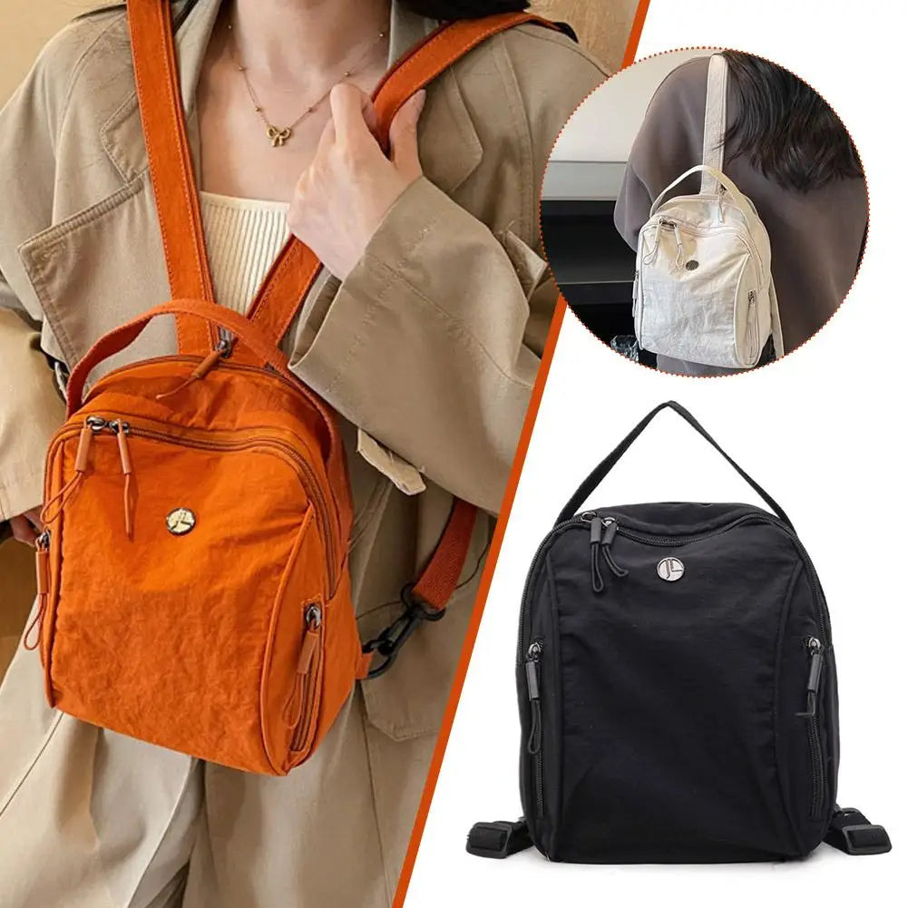 Women's Crinkle Nylon Backpack – Lightweight Waterproof Crossbody