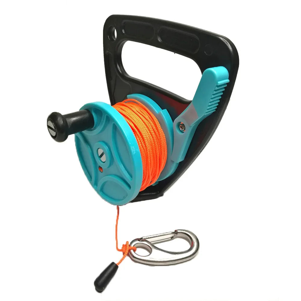 150ft Line SMB Dive Wreck Cave Diving Reel with Handle Thumb Stopper Clip Hook for Underwater Scuba Diving Diver Snorkeling Oasis Select