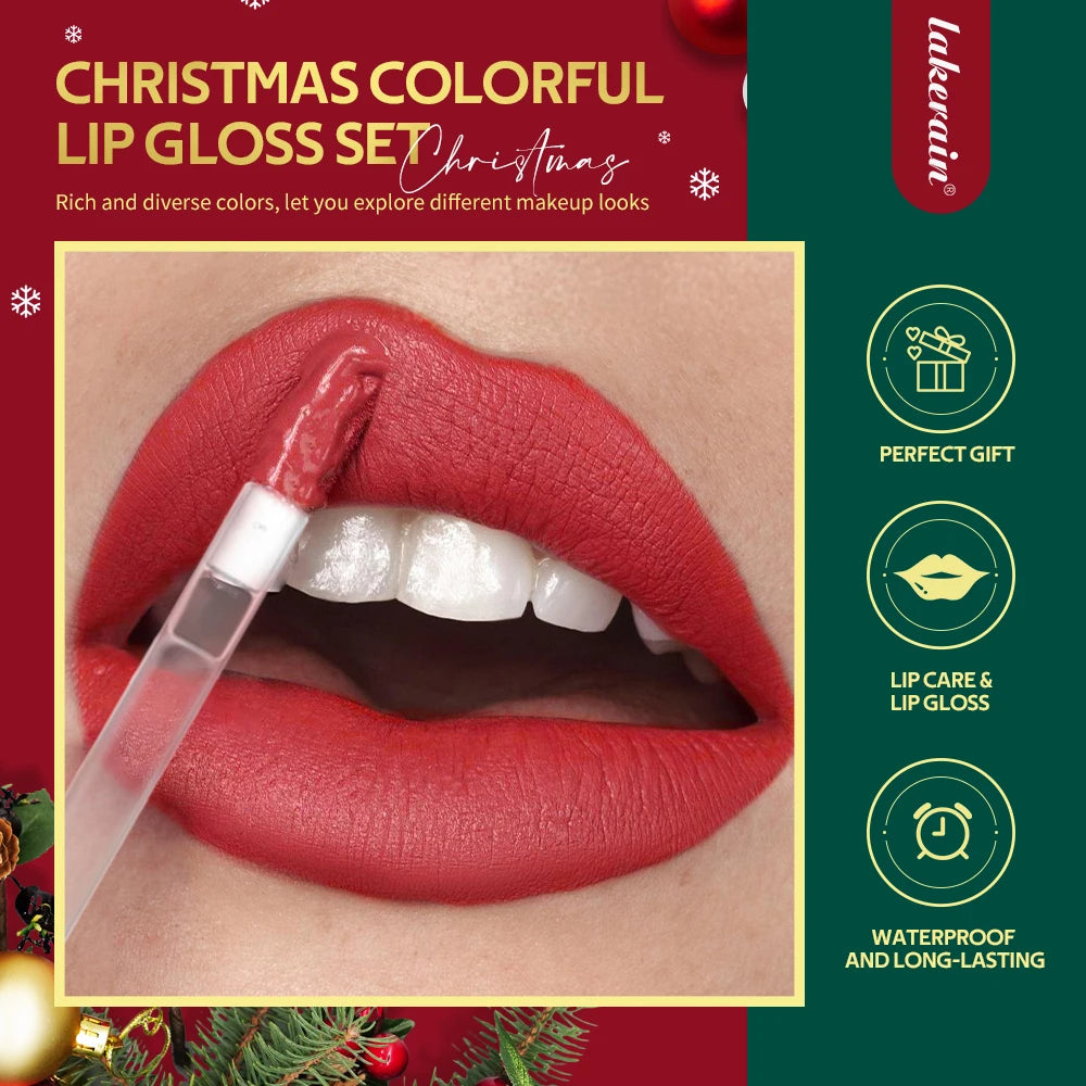 Lakerain Christmas Lip Gloss Set Long Lasting Moisturizing Waterproof Portable Travel Kit Ideal Thanksgiving Christmas Gift Oasis Select