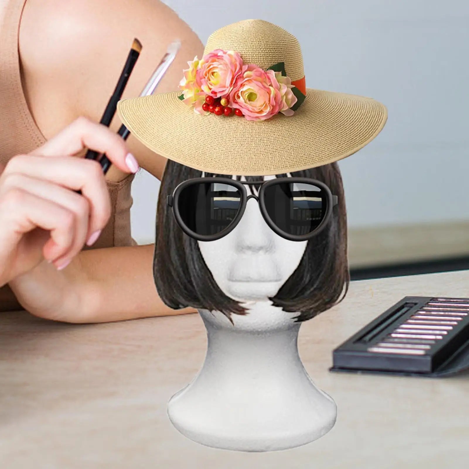 Female Styrofoam Mannequin Manikin Head Model Foam Wig Hair Lightweight Manikin Head Wig Display Stand for Scarves Jewelry Hats Oasis Select