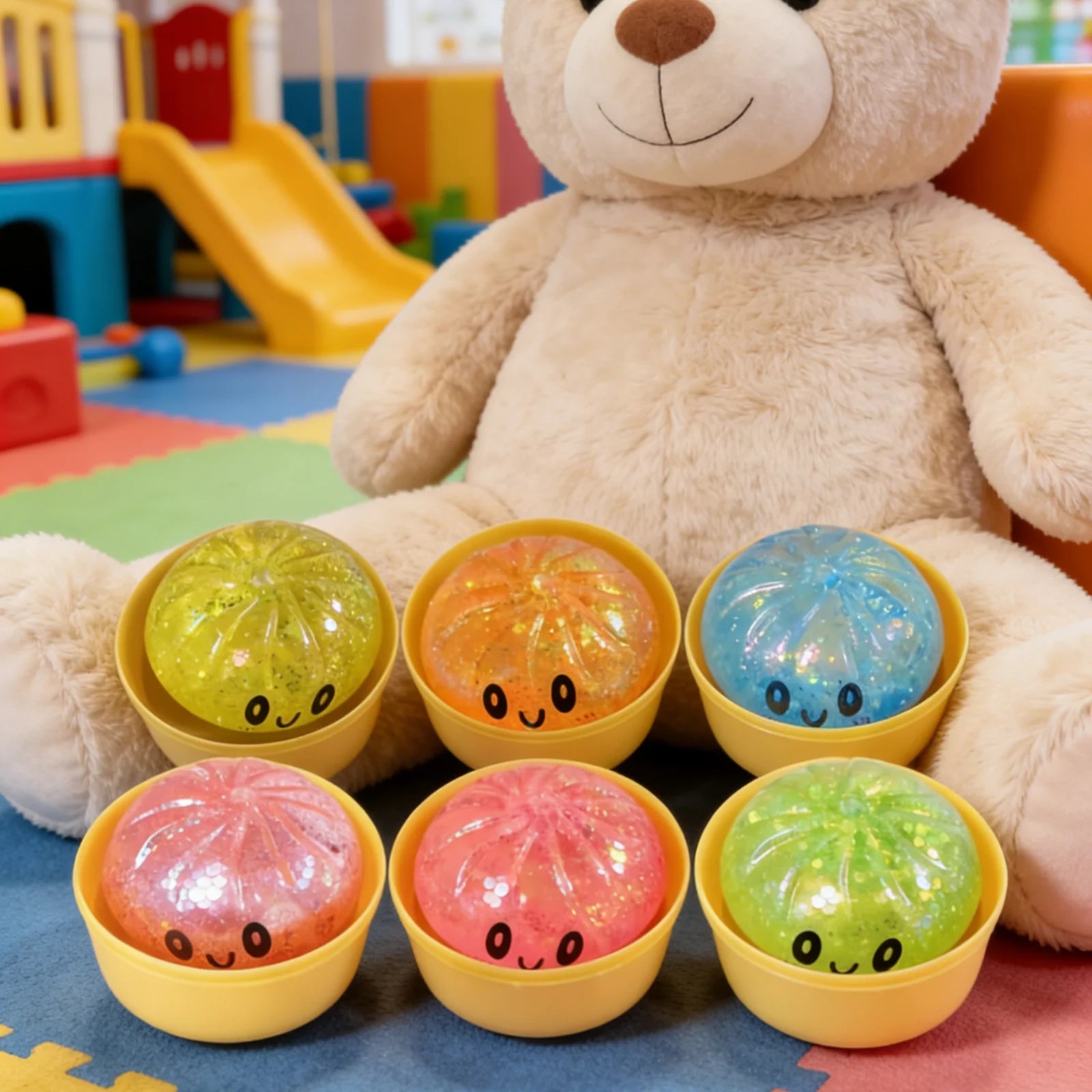 Glitter Squishy Dumpling Stress Relief Toy – Cute Pink Squeeze Squishy Stress Toy Oasis Select